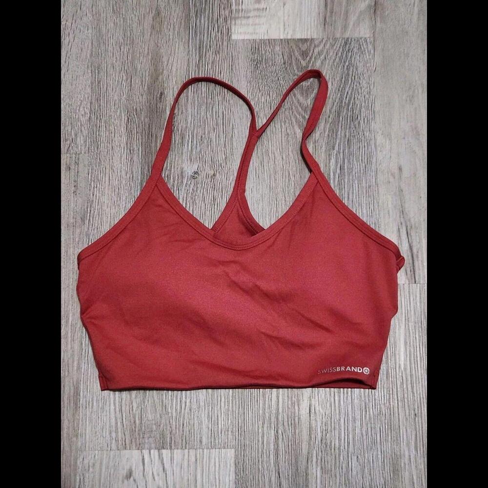 Swiss Brand Sports Bra Small Salmon Pink V Neck
